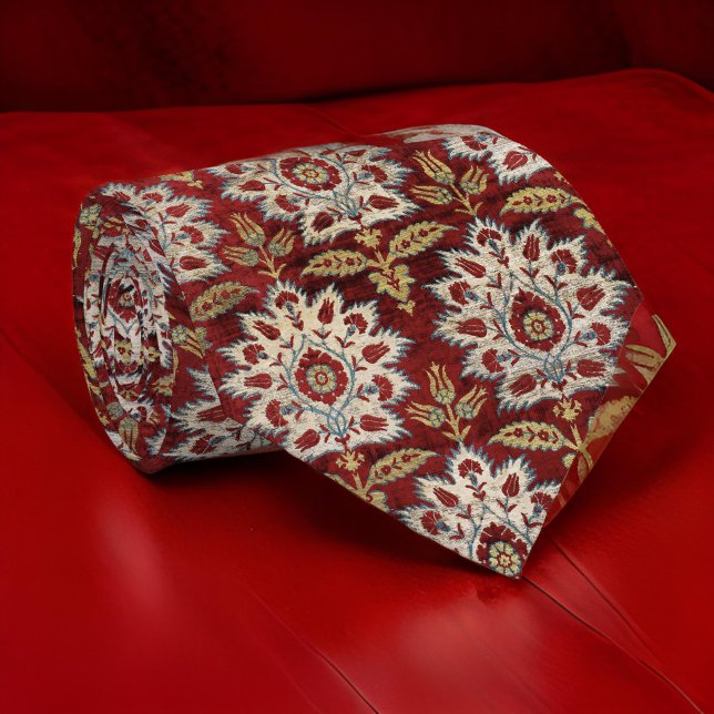 Turkish 17th Century Burgundy Off White Neck Tie (Creator Uploaded)