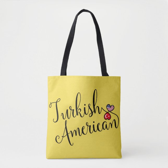 Turkish American Entwined Hearts Grocery Bag (Front)