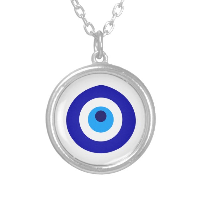 Turkish amulet called Nazar Silver Plated Necklace (Front)