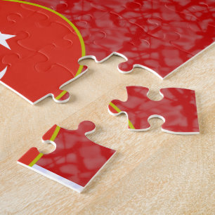 Turkish Angel Flag on Red and White Personalized Jigsaw Puzzle