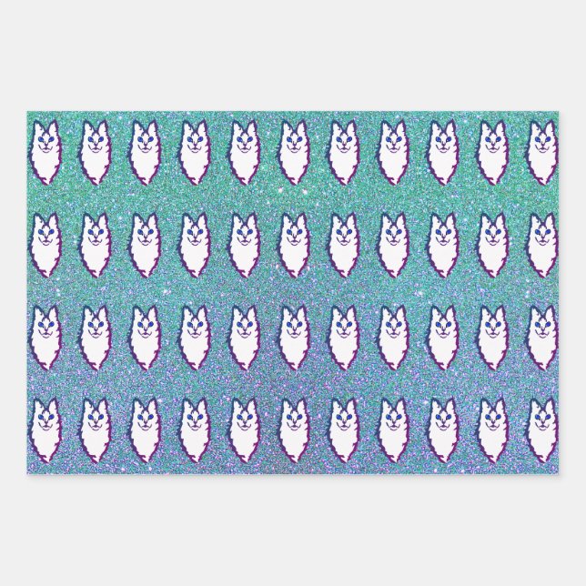 Turkish Angora Cat - Blue Eyed Angora  Wrapping Paper Sheets (Front)