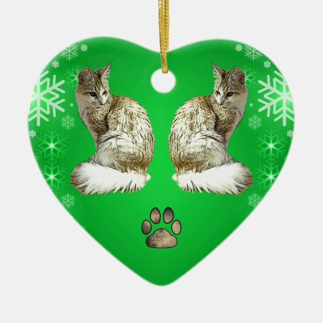 Turkish Angora Cat Ceramic Ornament (Front)