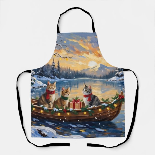 Turkish Angora Cat Christmas Boat Holiday Apron (Front)