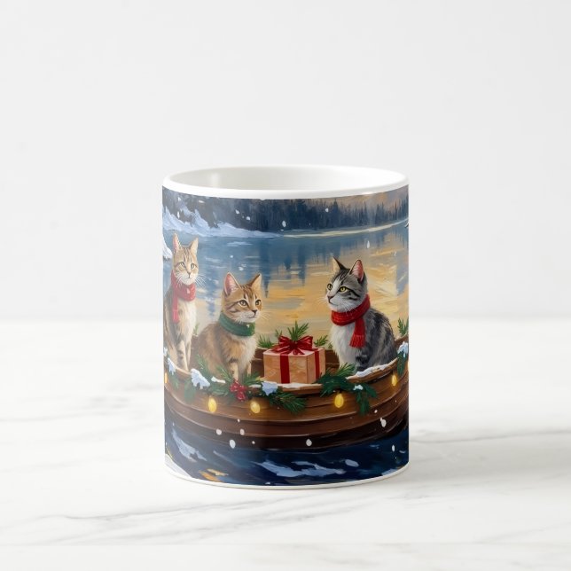 Turkish Angora Cat Christmas Boat Holiday Coffee Mug (Center)