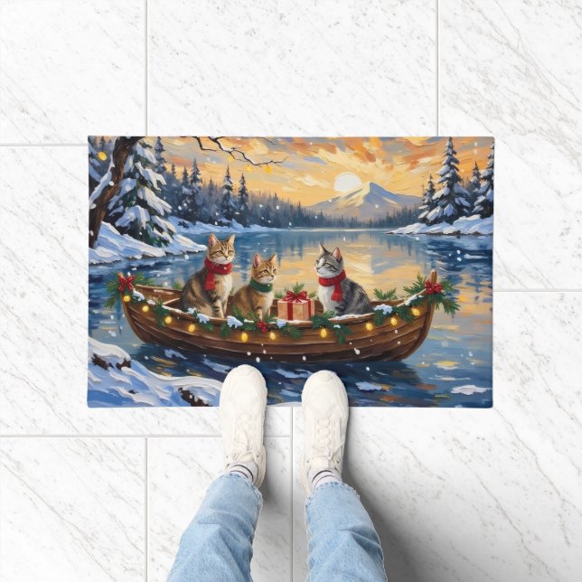 Turkish Angora Cat Christmas Boat Holiday Doormat (Indoor)