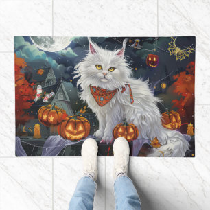 Turkish Angora Cat Halloween Spooky Doormat