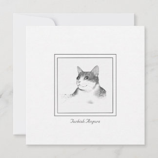 Turkish Angora Cat Picture on a Flat Note Card