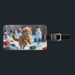 Turkish Angora Cat Running in Snow Christmas Hat Luggage Tag<br><div class="desc">A graceful Turkish Angora Cat runs playfully through the snowy winter scene,  wearing a festive red Christmas hat. This elegant design highlights the breed’s silky coat,  slender frame,  and affectionate nature while capturing the warmth and joy of the holiday season. A heartwarming winter moment full of festive cheer.</div>