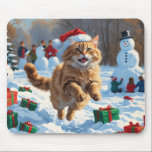 Turkish Angora Cat Running in Snow Christmas Hat Mouse Pad<br><div class="desc">A graceful Turkish Angora Cat runs playfully through the snowy winter scene,  wearing a festive red Christmas hat. This elegant design highlights the breed’s silky coat,  slender frame,  and affectionate nature while capturing the warmth and joy of the holiday season. A heartwarming winter moment full of festive cheer.</div>