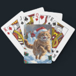 Turkish Angora Cat Running in Snow Christmas Hat Poker Cards<br><div class="desc">A graceful Turkish Angora Cat runs playfully through the snowy winter scene,  wearing a festive red Christmas hat. This elegant design highlights the breed’s silky coat,  slender frame,  and affectionate nature while capturing the warmth and joy of the holiday season. A heartwarming winter moment full of festive cheer.</div>