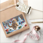 Turkish Angora Cat Running in Snow Christmas Hat Rectangular Sticker<br><div class="desc">A graceful Turkish Angora Cat runs playfully through the snowy winter scene,  wearing a festive red Christmas hat. This elegant design highlights the breed’s silky coat,  slender frame,  and affectionate nature while capturing the warmth and joy of the holiday season. A heartwarming winter moment full of festive cheer.</div>