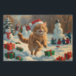 Turkish Angora Cat Running in Snow Christmas Hat Wood Wall Art<br><div class="desc">A graceful Turkish Angora Cat runs playfully through the snowy winter scene,  wearing a festive red Christmas hat. This elegant design highlights the breed’s silky coat,  slender frame,  and affectionate nature while capturing the warmth and joy of the holiday season. A heartwarming winter moment full of festive cheer.</div>