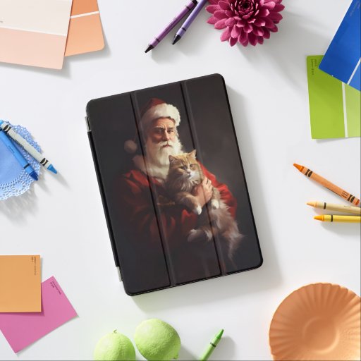 Turkish Angora Cat Santa Claus Festive Christmas  iPad Air Cover