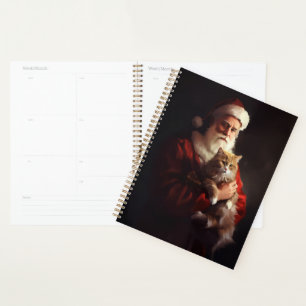 Turkish Angora Cat Santa Claus Festive Christmas Planner