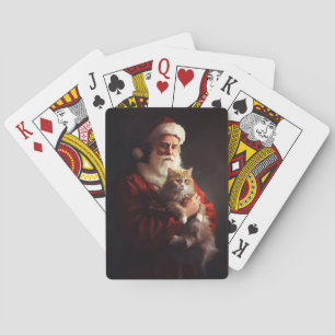 Turkish Angora Cat Santa Claus Festive Christmas Poker Cards