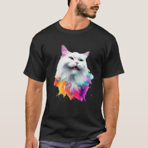 Turkish Angora Colorful Paint Splashes, Abstract A T-Shirt