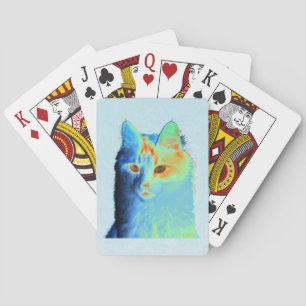 Turkish Angora - Neon Angora Cat Poker Cards