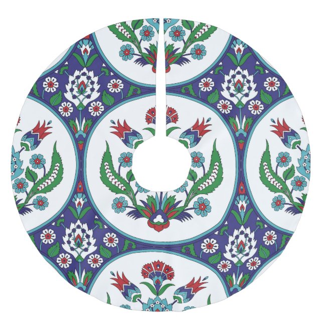 Turkish arabic, tulip flowers, seamless pattern. brushed polyester tree skirt (Front)