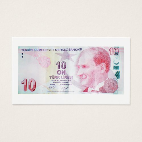 Turkish banknote face value of 10 lire     