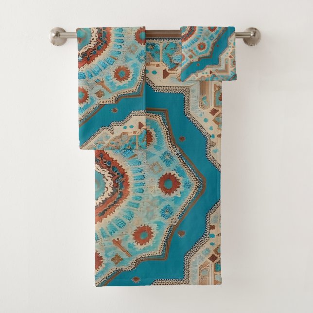 Turkish Beautiful Old Pattern Trendy Collection Bath Towel Set (Insitu)