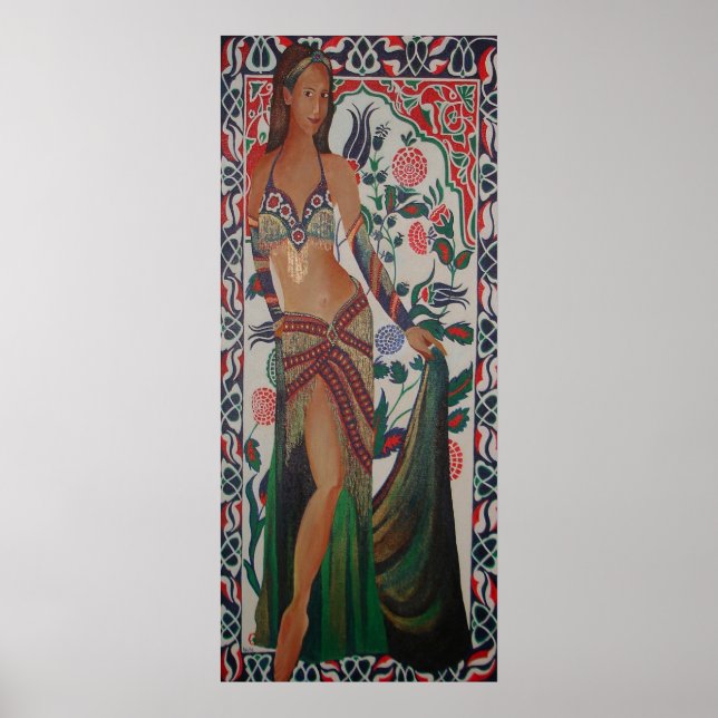 Turkish Belly Dancer With Traditional Art Backgrou Poster (Front)
