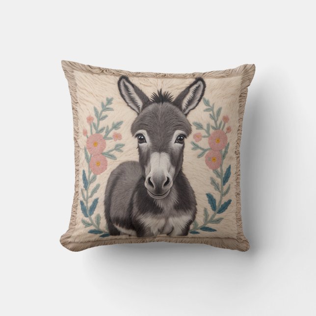 Turkish Black and White Donkey Kilim Pillow (Front)