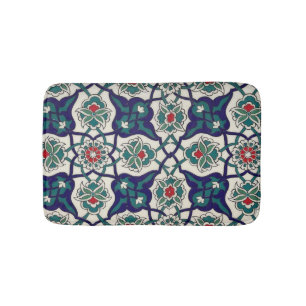 Turkish Blue Ceramic Floral Bath Mat