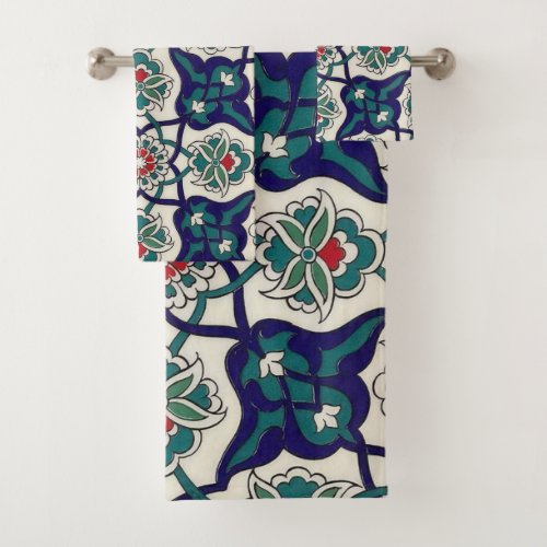 Turkish Blue  Ceramic Floral Bath Towel Set