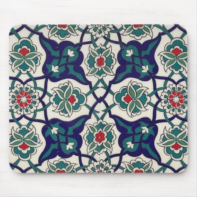 Turkish  Blue Ceramic Floral Mouse Pad (Front)