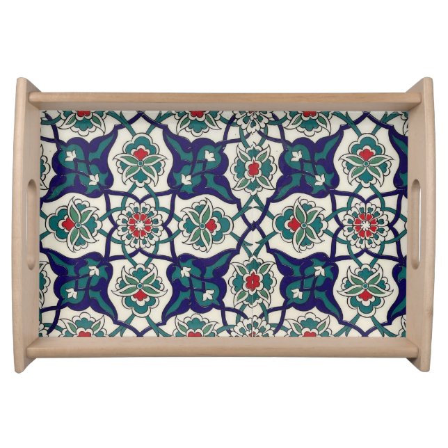 Turkish Blue Ceramic Floral Serving Tray (Front)
