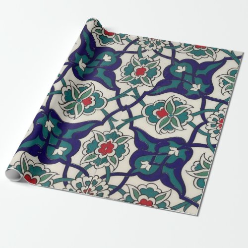 Turkish Blue Ceramic Floral Wrapping Paper