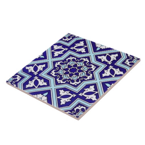 Turkish Blue Design Ceramic Photo Tile | Zazzle