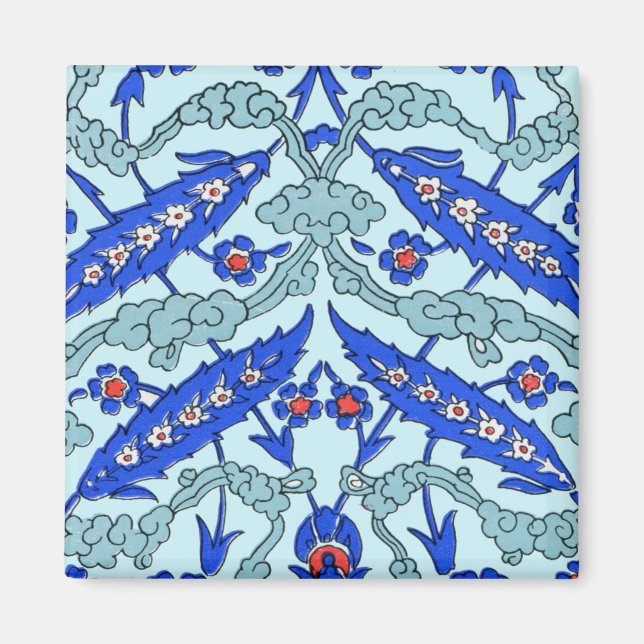 Turkish Border Turquoise Blue Tile Pattern Magnet (Front)
