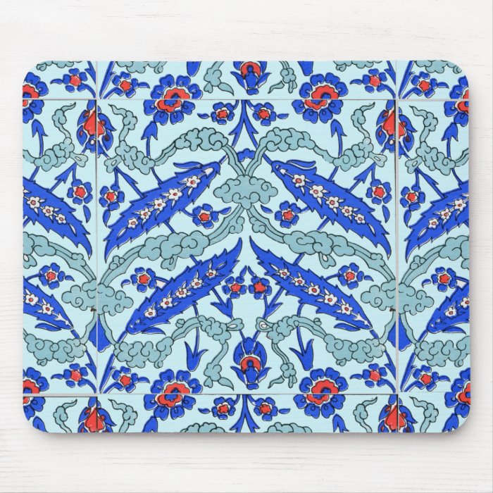 Turkish Border Turquoise Blue Tile Pattern Mouse Pads