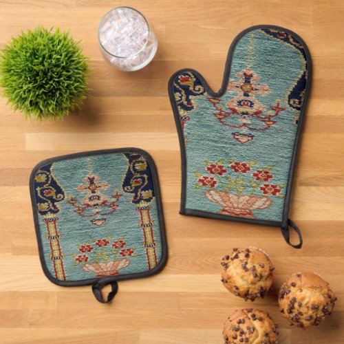 Turkish Carpet Oven Mitt  Pot Holder Set