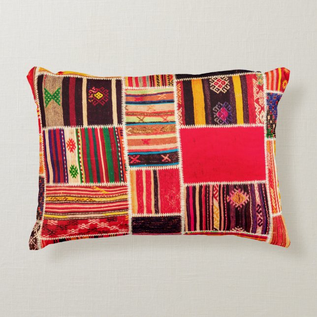 Turkish carpet patchwork handmade. Patchwork patte Accent Pillow (Front)