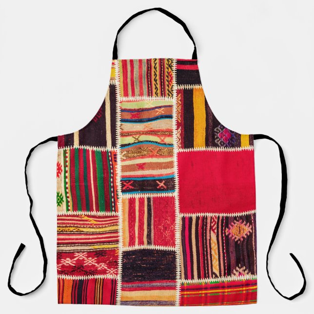 Turkish Carpet Patchwork Handmade Texture Apron (Front)