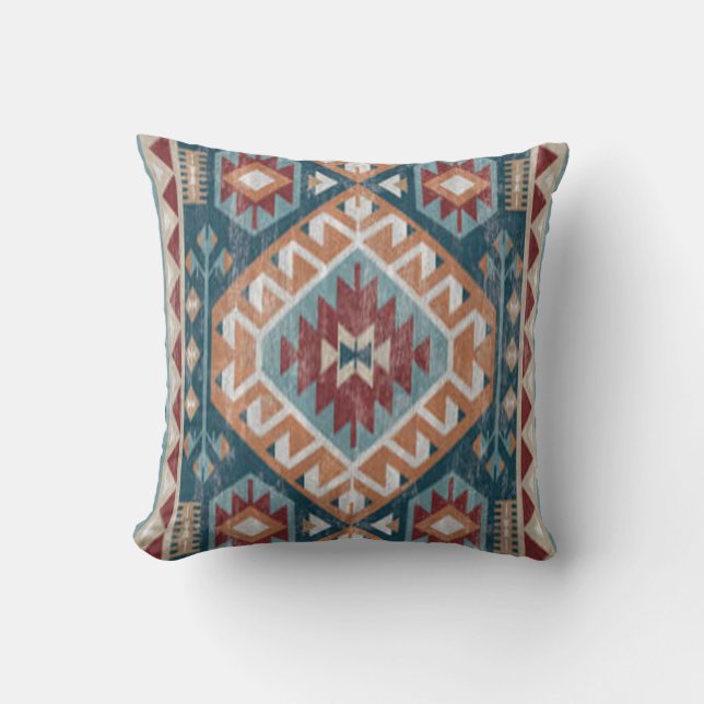 Turkish Carpet Rug Antique Kilim Kabristan Throw Pillow (Front)
