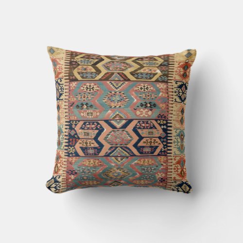 Turkish Carpet Rug Antique Kilim Throw Pillow