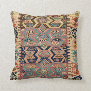 Turkish Carpet Rug Antique Kilim Throw Pillow