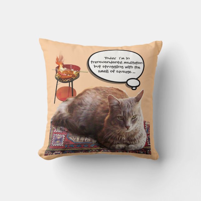 TURKISH CAT IN  TRANSCENDENTAL MEDITATION THROW PILLOW (Front)