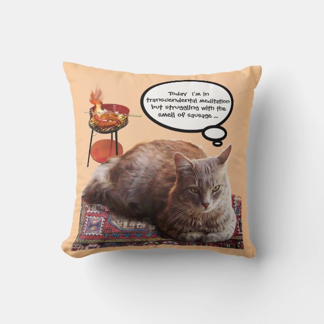 TURKISH CAT IN  TRANSCENDENTAL MEDITATION THROW PILLOW (Front)