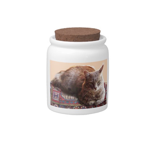 TURKISH CAT ON THE OLD CARPET CANDY JAR (Front)