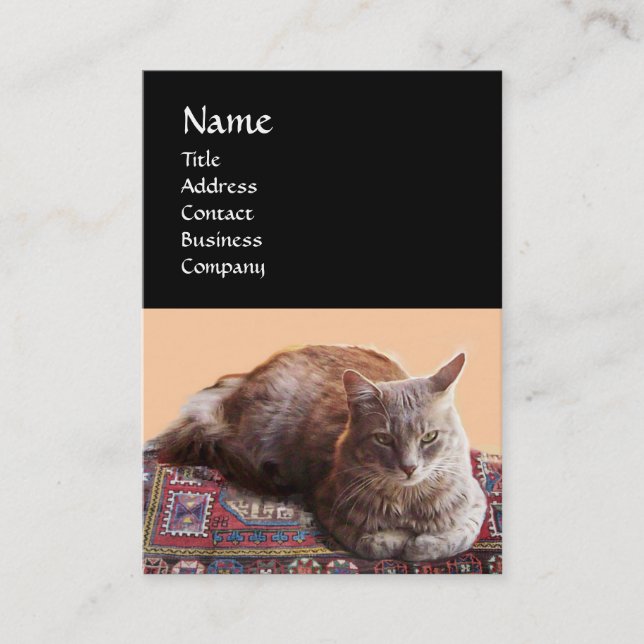 TURKISH CAT ON THE OLD CARPET MONOGRAM BUSINESS CARD (Front)