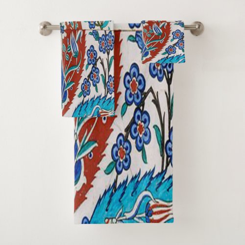 Turkish Ceramic Floral Bath Towel Set