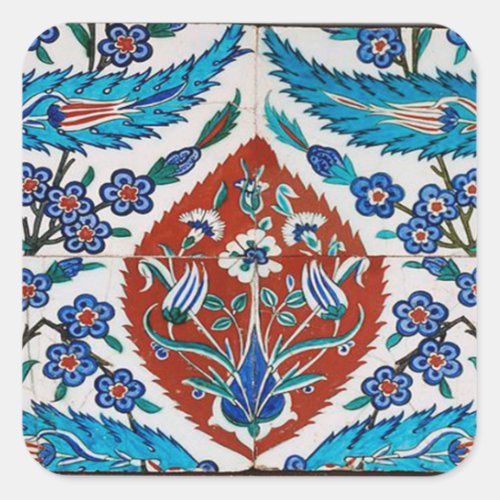 Turkish Ceramic Floral Square Sticker