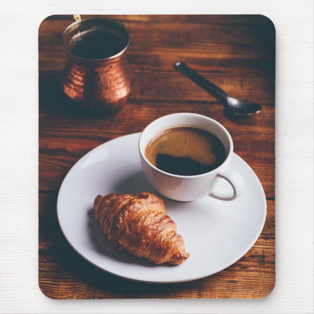 Turkish Coffee and Fresh Croissant Mouse Pad (Front)