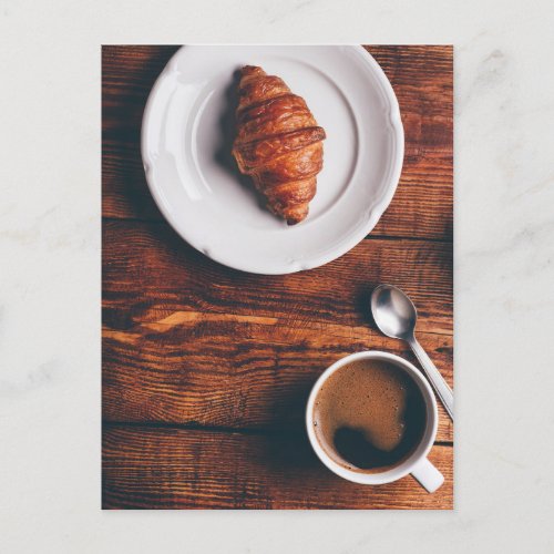 Turkish Coffee and Fresh Croissant Postcard