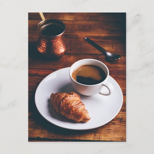 Turkish Coffee and Fresh Croissant Postcard