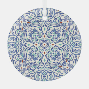 Turkish Colorful: Endless Tile Elegance. Glass Ornament